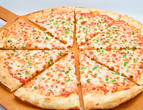Cheese and Jalapeño — Tomato sauce, cheese and jalapeño.
