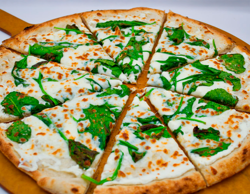 New York — Ricotta sauce, spinach, Parmesan and mozzarella.