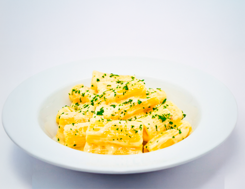 Truffle Alfredo — Rigatoni, truffle Alfredo sauce and parsley.